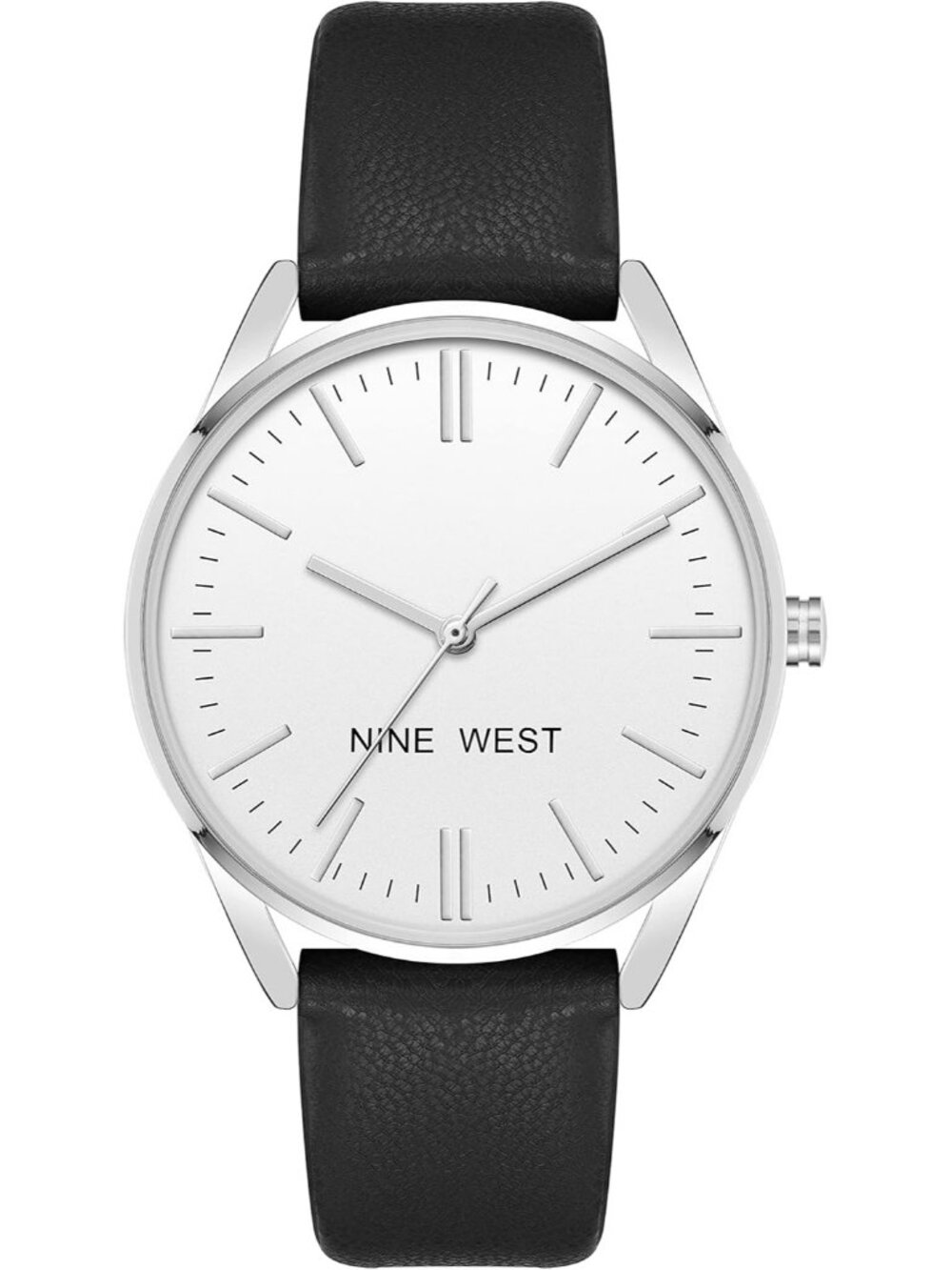 Nine West Women's Black Silver Analog Japanese Quartz Solid Strap Classic Watch